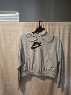 Nike Air Pale Gray Cropped Hoodie with Black Logo